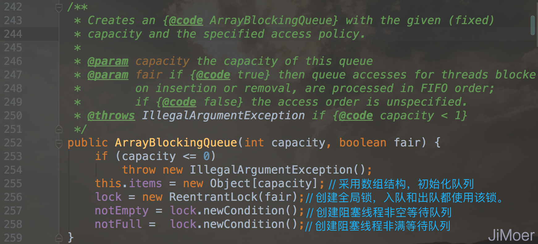 ArrayBlockingQueue初始化