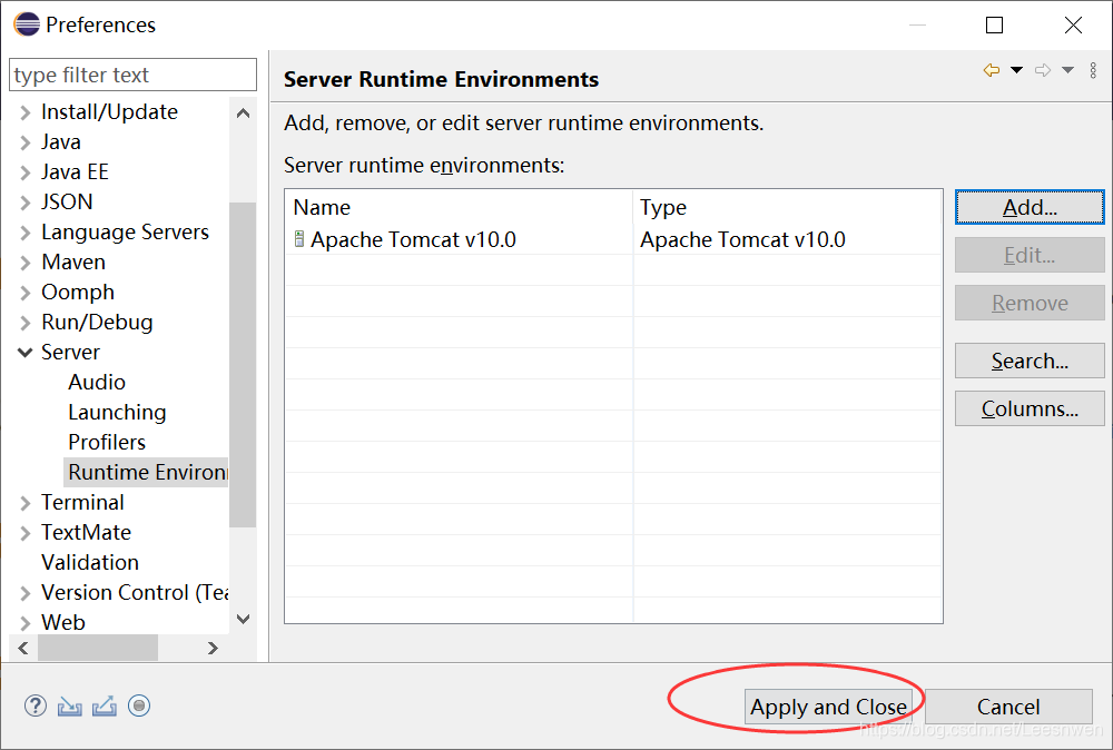 eclipse配置tomcat10