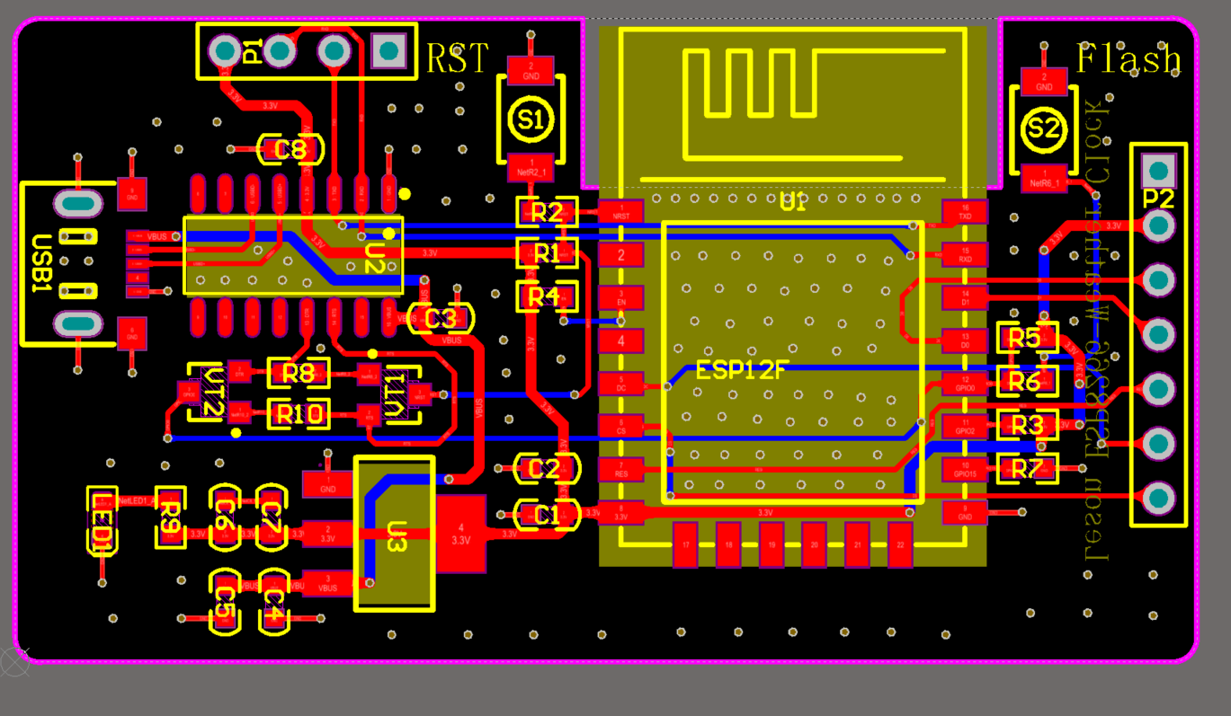 esp8266-12f最小系统实现天气时钟