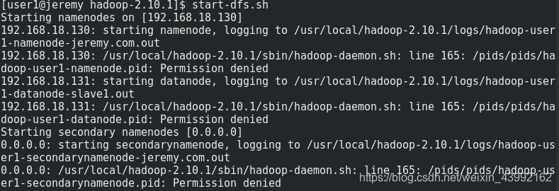start-dfs.sh时拒绝访问