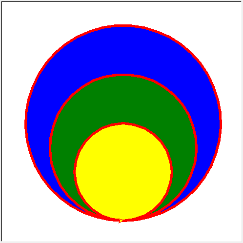 end_fill()turtle.circle(150)turtle.begin_fill()tu
