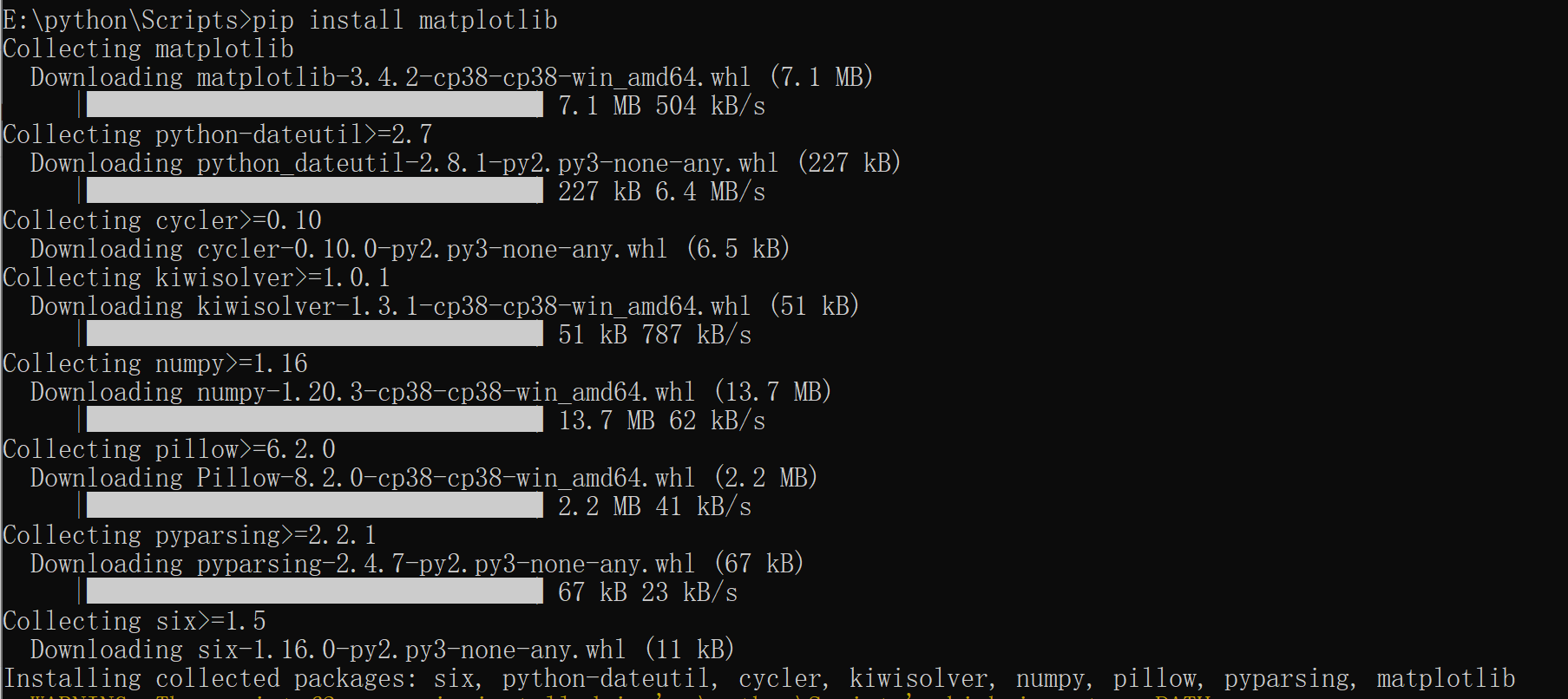 用教科書上的辦法 pip install matplotlib 來安裝