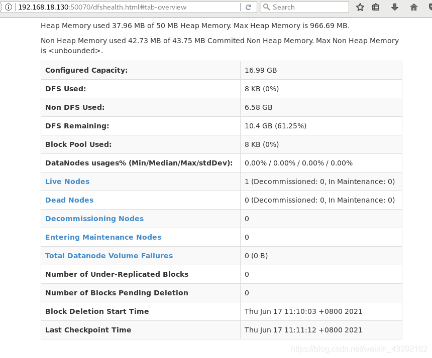 web查看hdfs状态