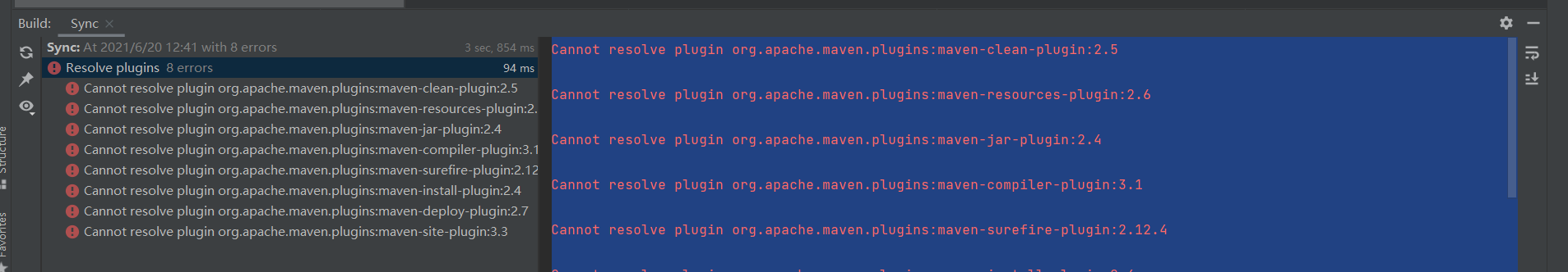 IDEA创建项目出现Cannot Resolve Plugin Org.apache.maven.plugins:maven-clean ...