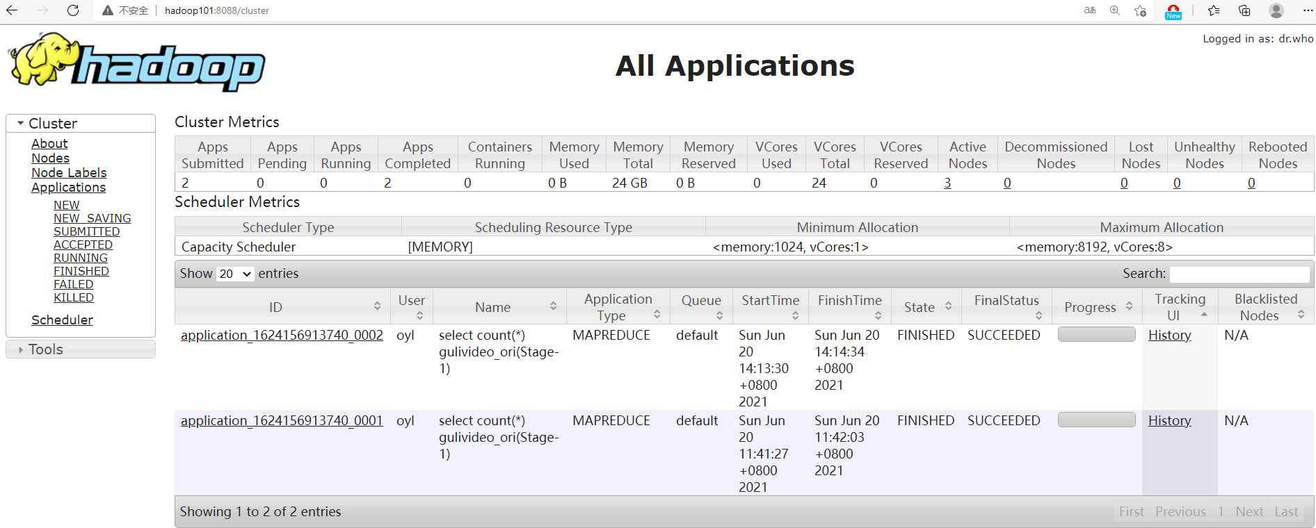 YARN UI界面日志详解一