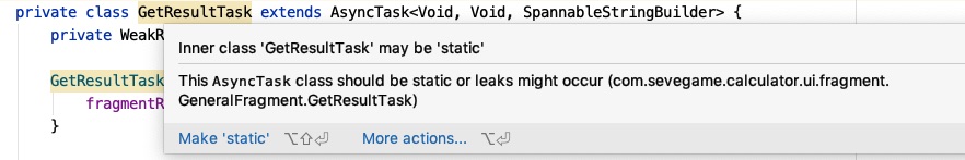 2021-06-20 Bug--＞This AsyncTask class should be static or leaks might occur