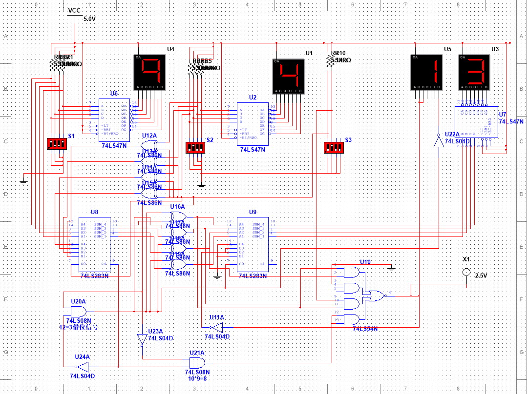 2021数字电路课程设计一位十进制数加减法运算电路