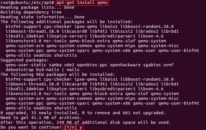 图1 QEMU的apt-get安装