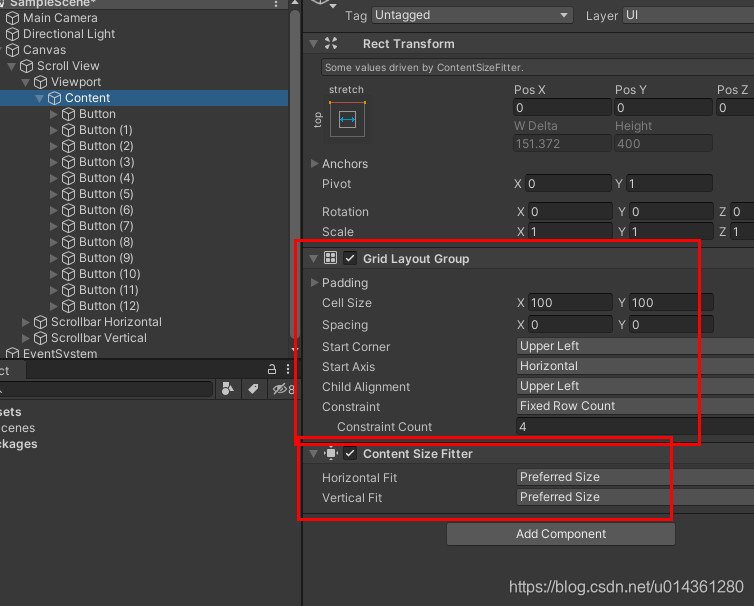 Unity UGUI基础 之 Scroll View/Scroll Rect 的简单使用,并取消拖拽(滑动内容)效果,拖拽只在 ...