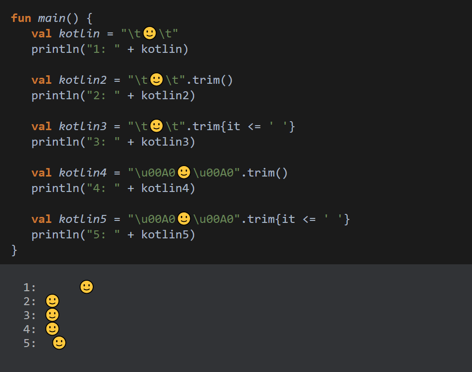 kotlin中 trim { it ＜= ‘ ‘ } 与 trim（）方法的区别_.trim { it