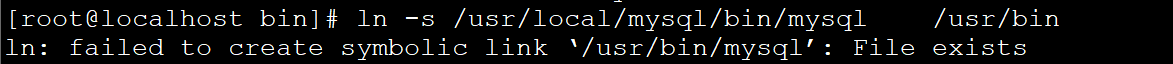 ln: failed to create symbolic link ‘/usr/bin/mysql’: File exists