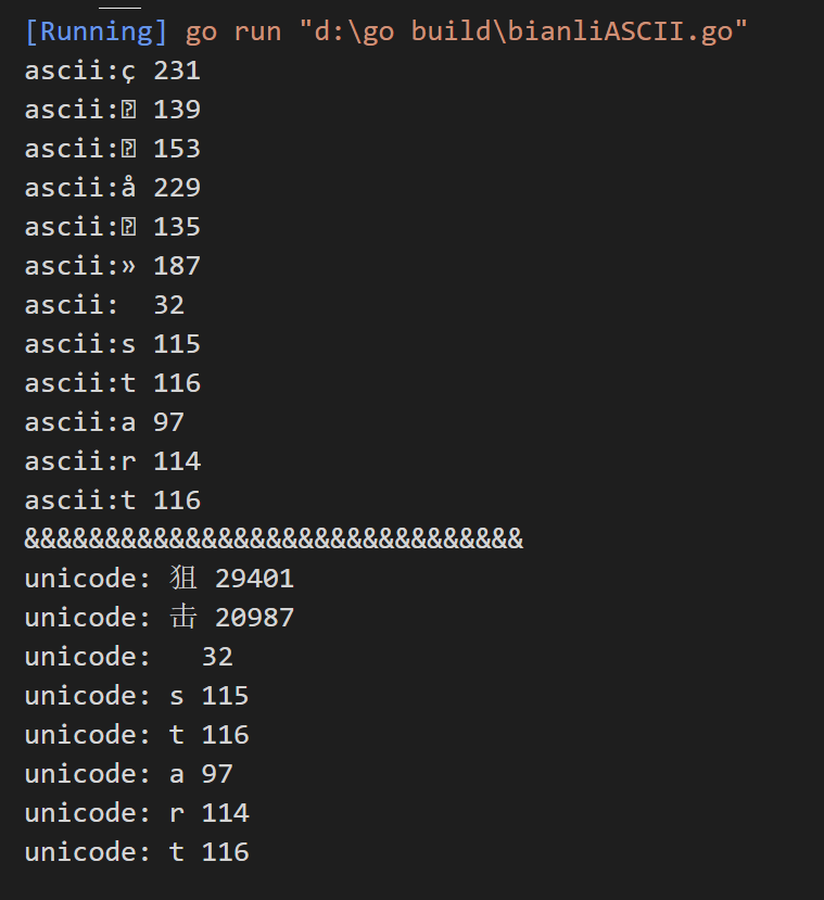 golang遍历字符串 ASCII unicode区别_golang asciiCSDN博客