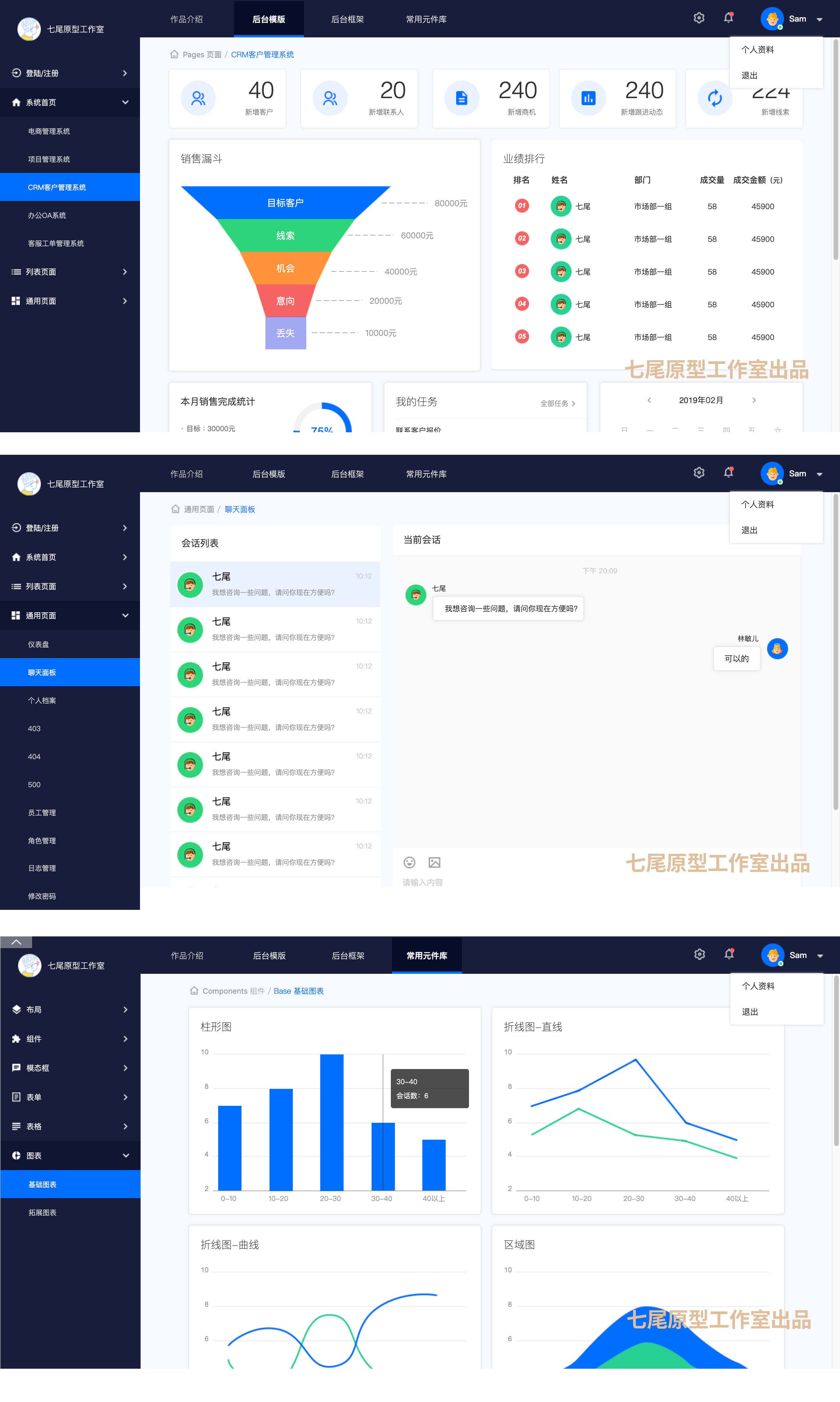 WEB端后台常用Axure元件库及框架模版