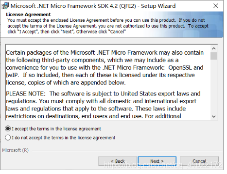 图1.26 .NET Micro Framework  授权安装页面