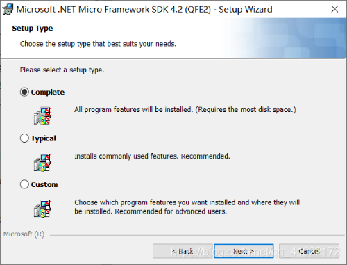 图1.27 .NET Micro Framework  安装类型页面