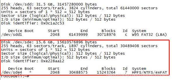 fdisk -l