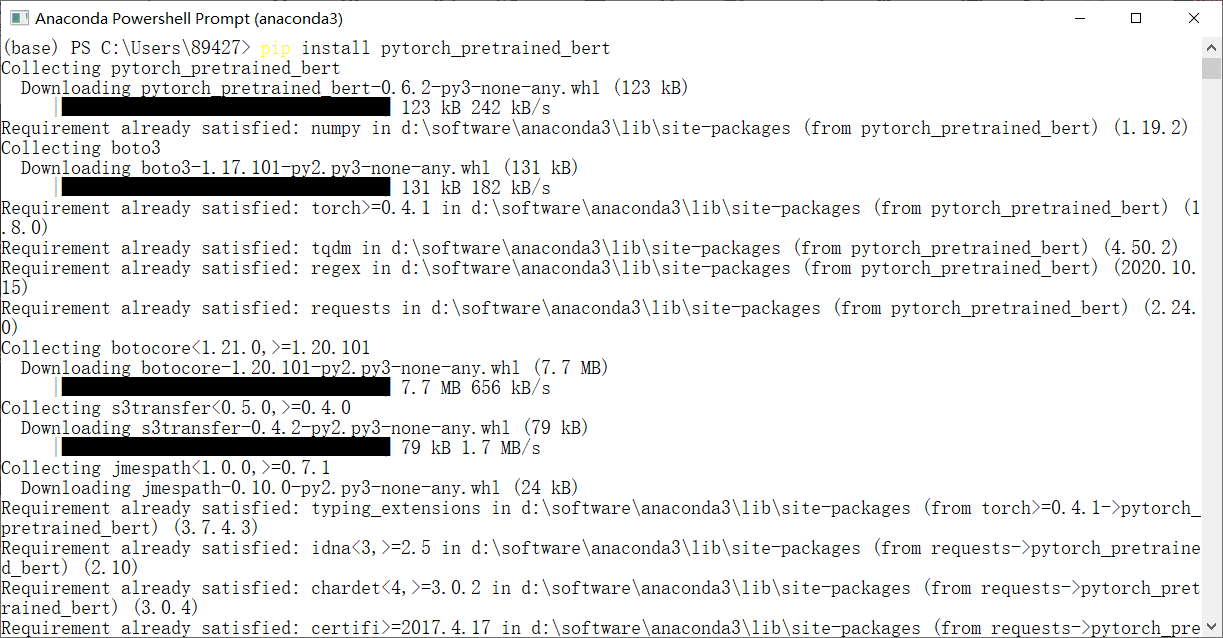 anaconda,pytorch如何安装中文版的bert和使用