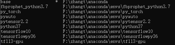 anaconda查看已建的虚拟环境