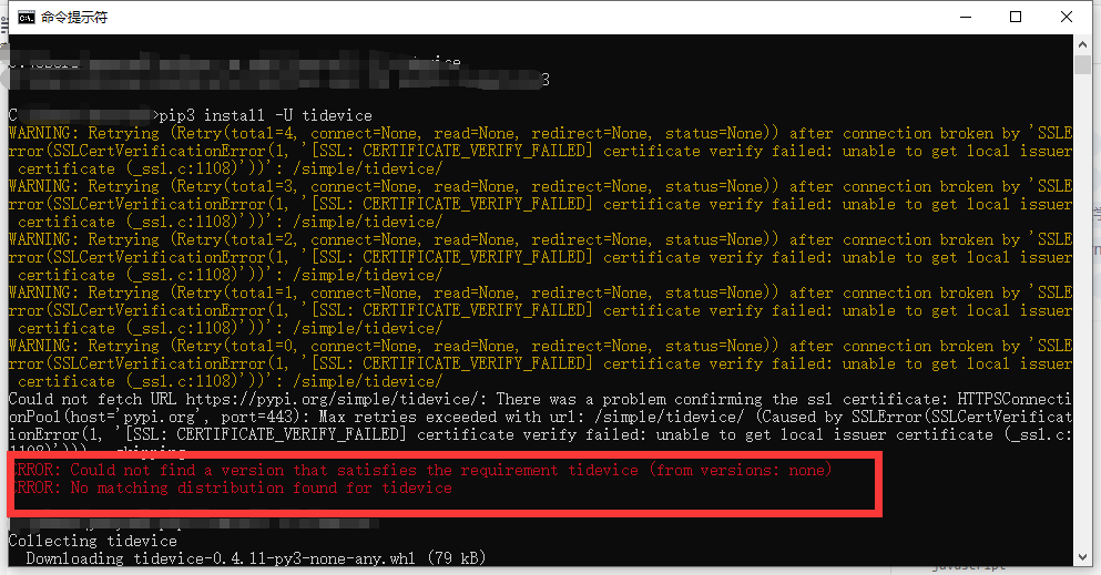 Python install tensorflow, solve the error Could not find a version ...