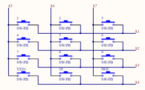  4x4矩阵键盘模块原理图  