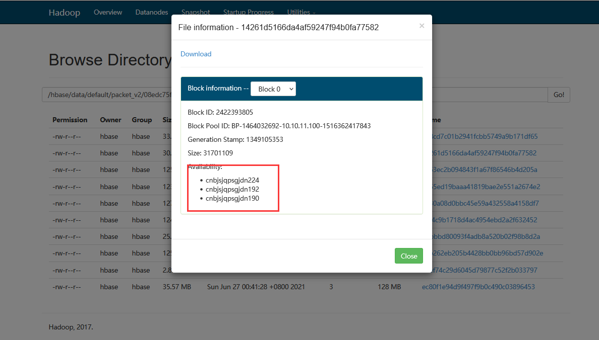 Caused by java.io.IOException Ondisk size without header provided is 6, but block header