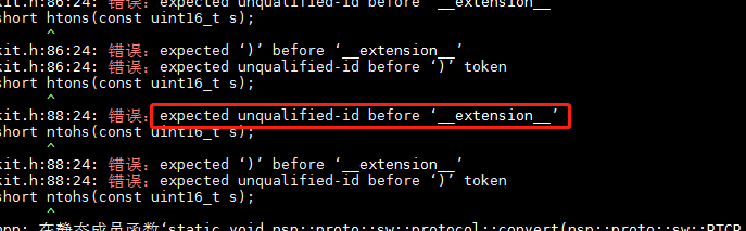 [c++] expected unqualified-id before ‘__extension__’_expected ...