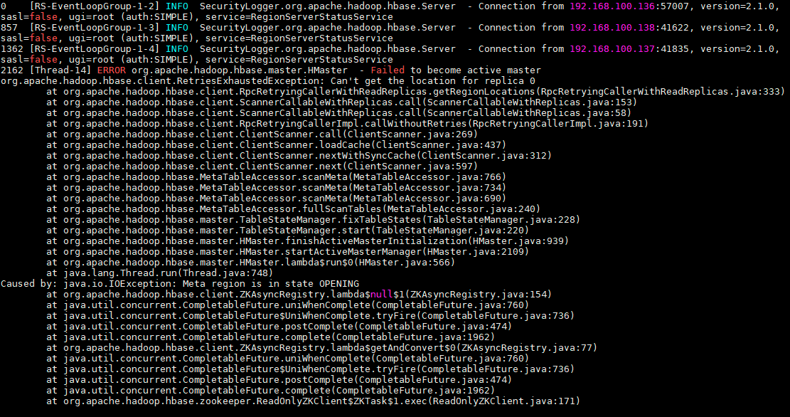 HBase page error: org.apache.hadoop.hbase.pleaseholdexception: master ...