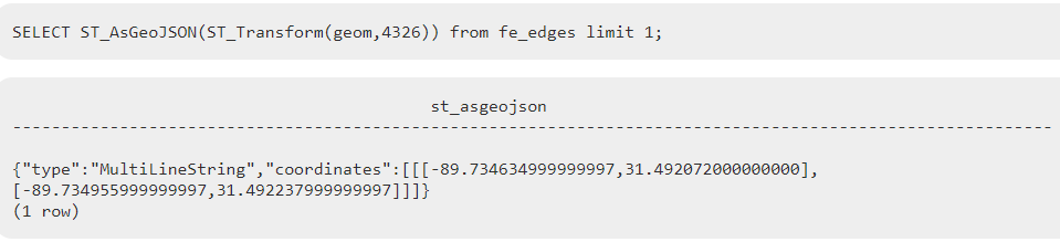 postgis 返回 geojson