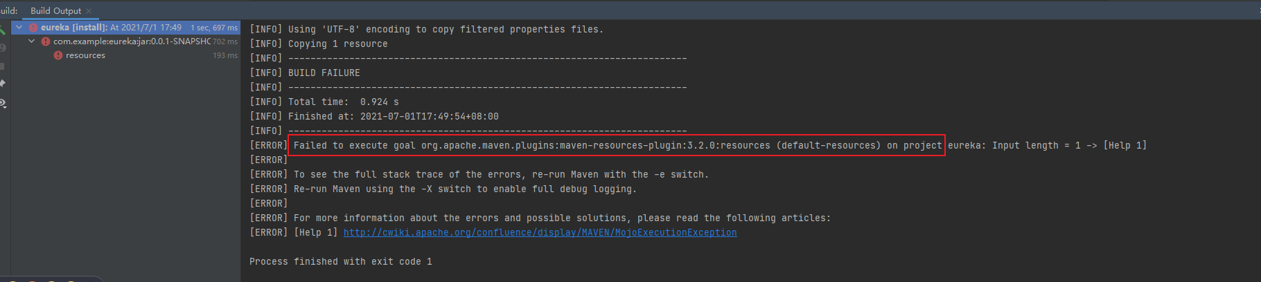 Failed to execute goal org.apache.maven.plugins:maven-resources-plugin ...