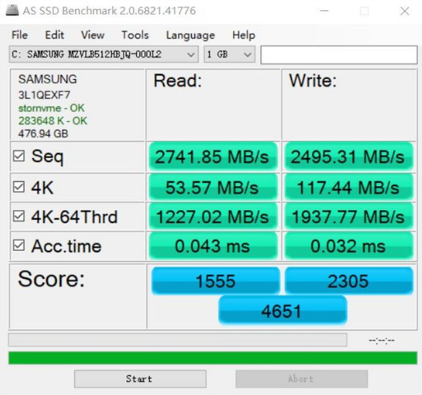 AS SSD软件查看信息说明