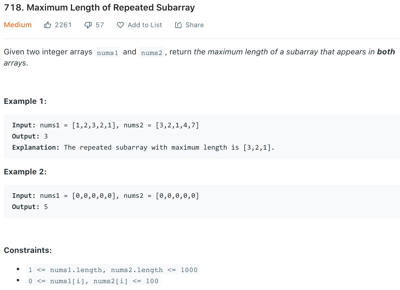 Maximum Length of Repeated Subarray