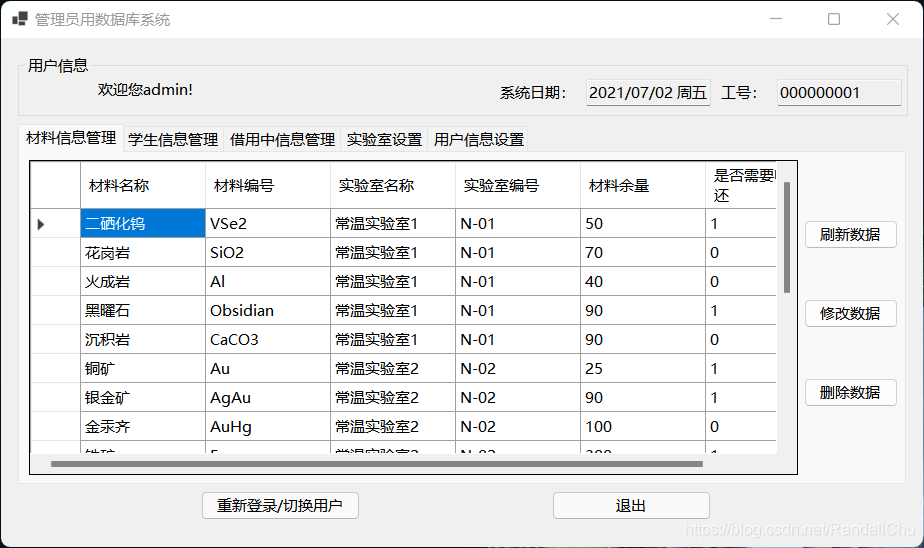 管理员——材料管理