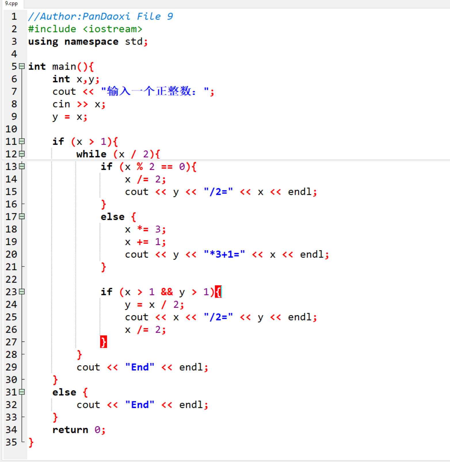 c  实现角谷猜想_潘道熹的博客-csdn博客_角谷猜想c  语言编程