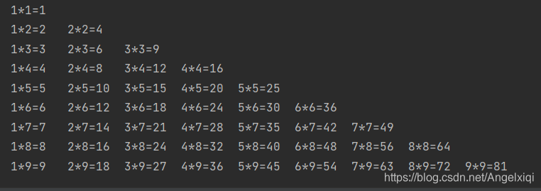 Python写九九乘法表for和while循环