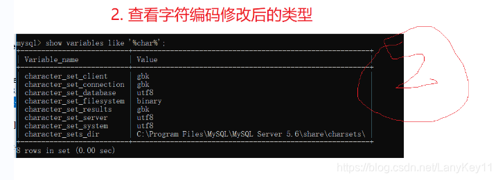 查看修改后的字符编码