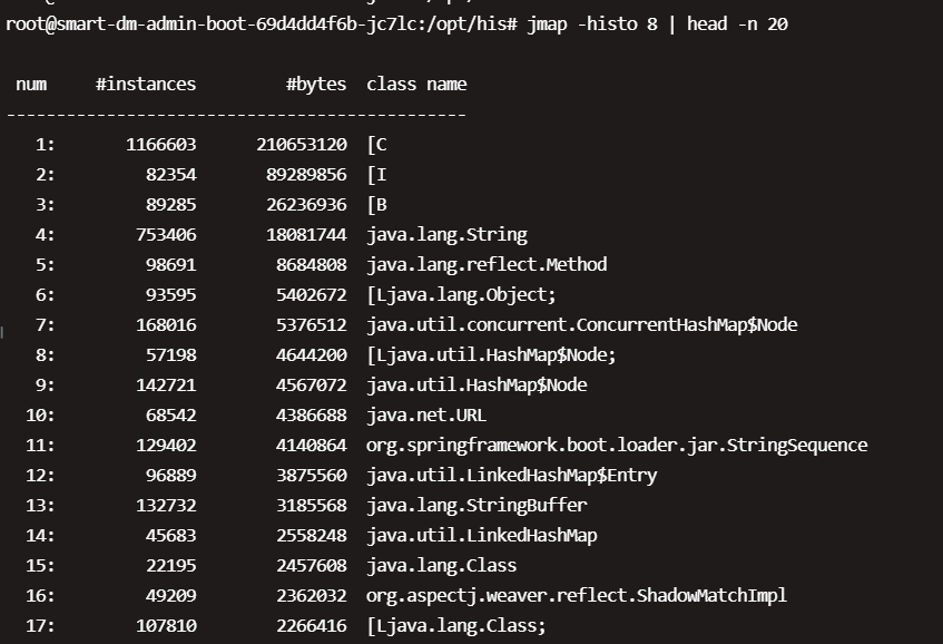 JVM——定位内存中大类（jmap -histo）