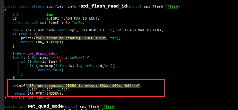 uboot笔记--SF: unrecognized JEDEC id bytes: 20, ba, 20 解决