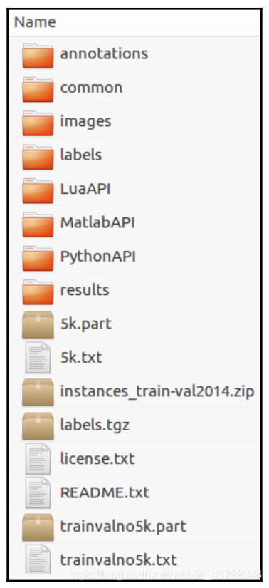 coco文件夹的内容截图