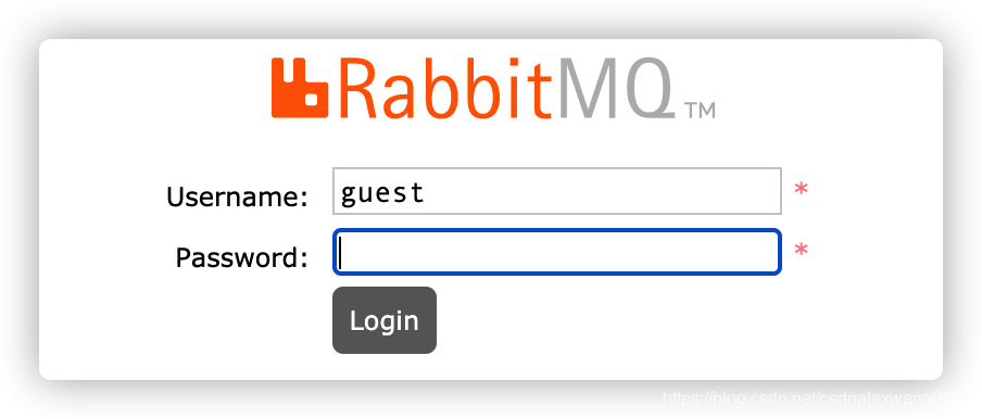 RabbitMQ管理登录页