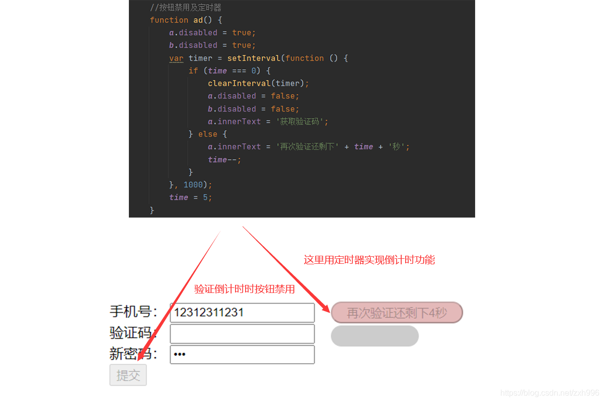 JS实现验证码倒计时验证案例