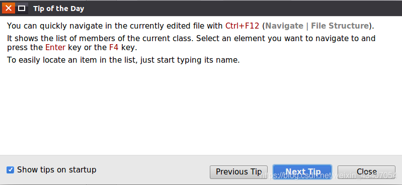 Ctrl+F12:在当前编辑的文件中快速导航，显示当前类的成员列表。选择导航元素按Enter或F4