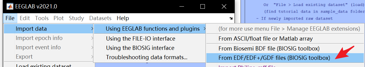 如何使用eeglab导出edf数据？