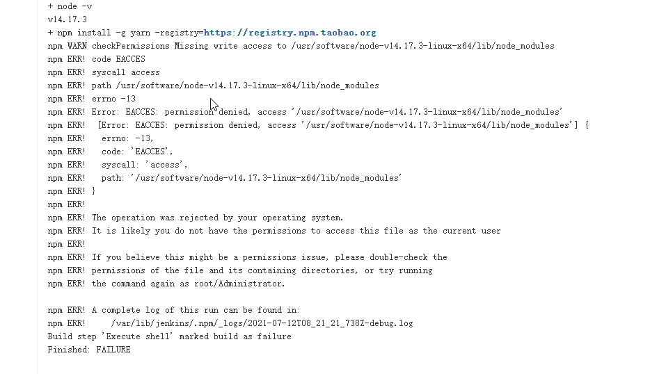 Jenkins--node版本过低问题解决_build Step 'execute Shell' Marked Build As ...