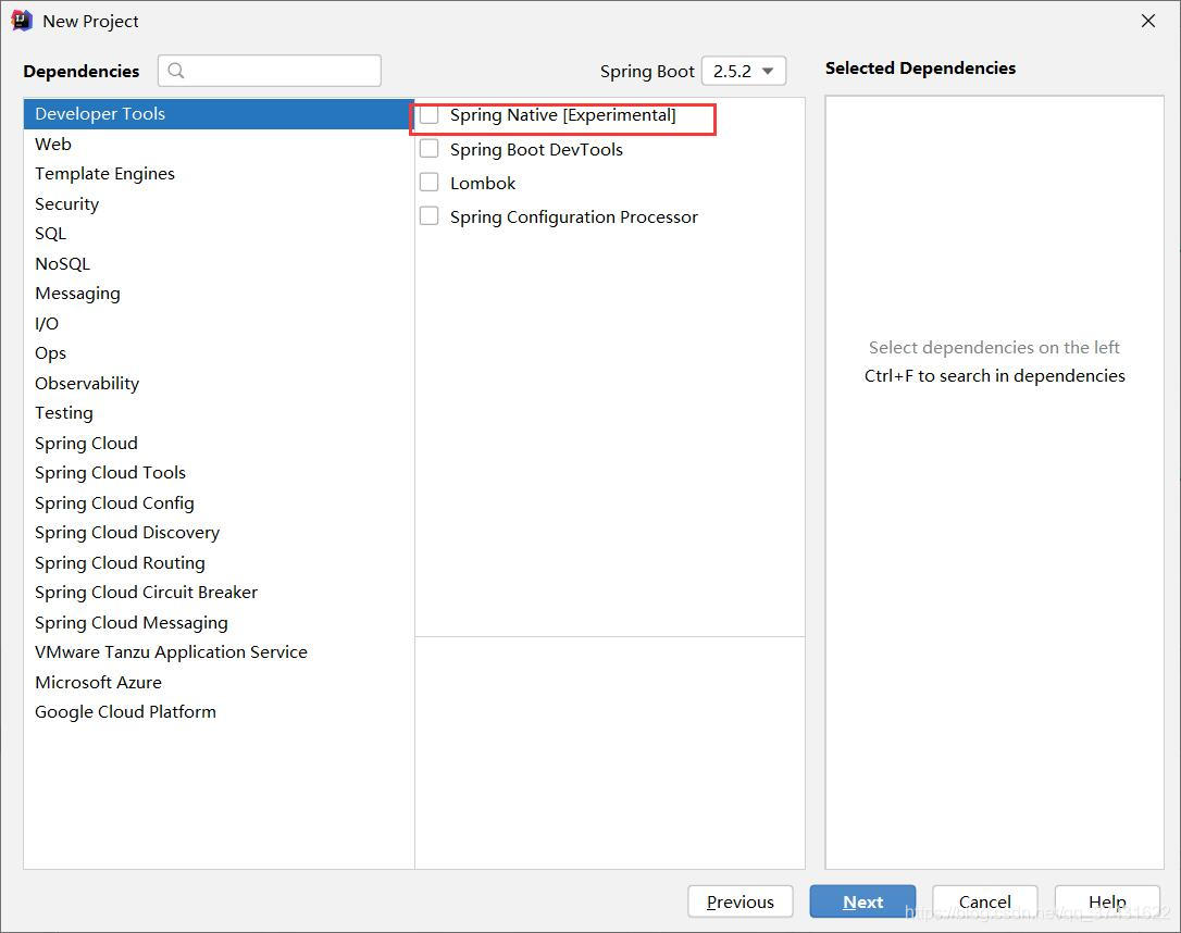 勾选SpringNative依赖