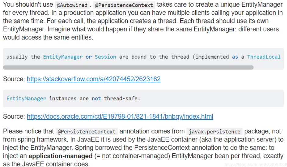 JPA中为什么EntityManager 的注解要用@PersistenceContext