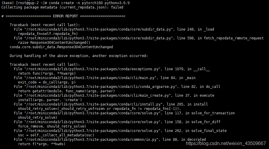 CondaHTTPError: HTTP 000 CONNECTION FAILED for url <https://mirrors ...
