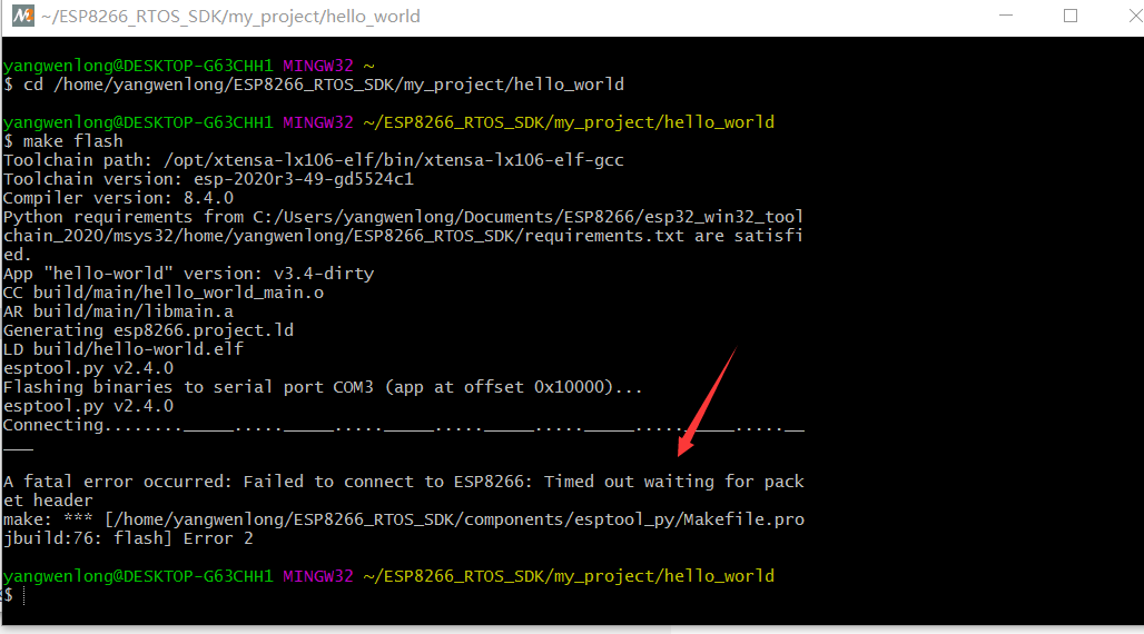 esp8266编译烧写:出现 Timed out waiting for packet header(有图)_failed to