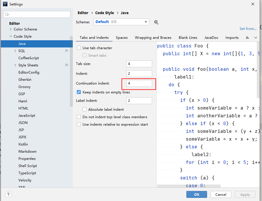 IDEA代码格式化后缩进符不正确