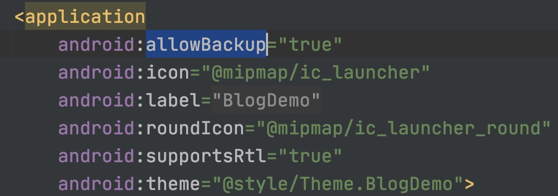 AndroidManifest.xml allowBackups