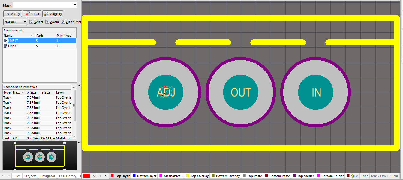 Altium designer--LM317/LM337封装图